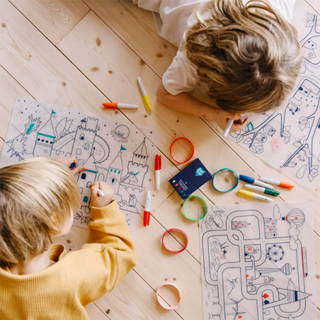 Set en silicone à colorier | Ville futuriste - Super Petit Set en silicone à colorier | Ville futuriste - Super Petit