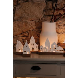 Grand photophore - Petit village en porcelaine