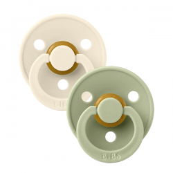 2 Tétines Bibs symétriques colour Taille 2 | Ivoire et vert amande
