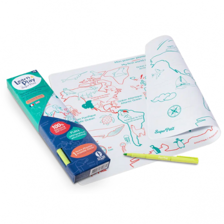 Set en silicone à colorier | Mon premier planisphère - Super Petit Set en silicone à colorier | Mon premier planisphère - Super Petit
