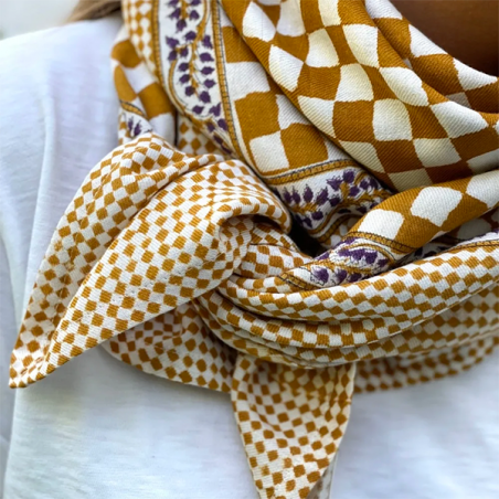 Foulard Sana | Damier Caramel