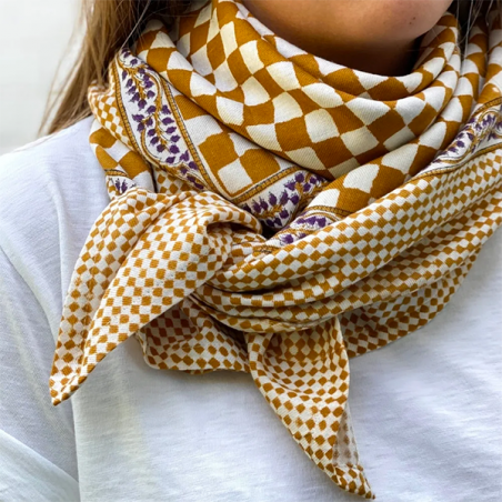 Foulard Sana | Damier Caramel