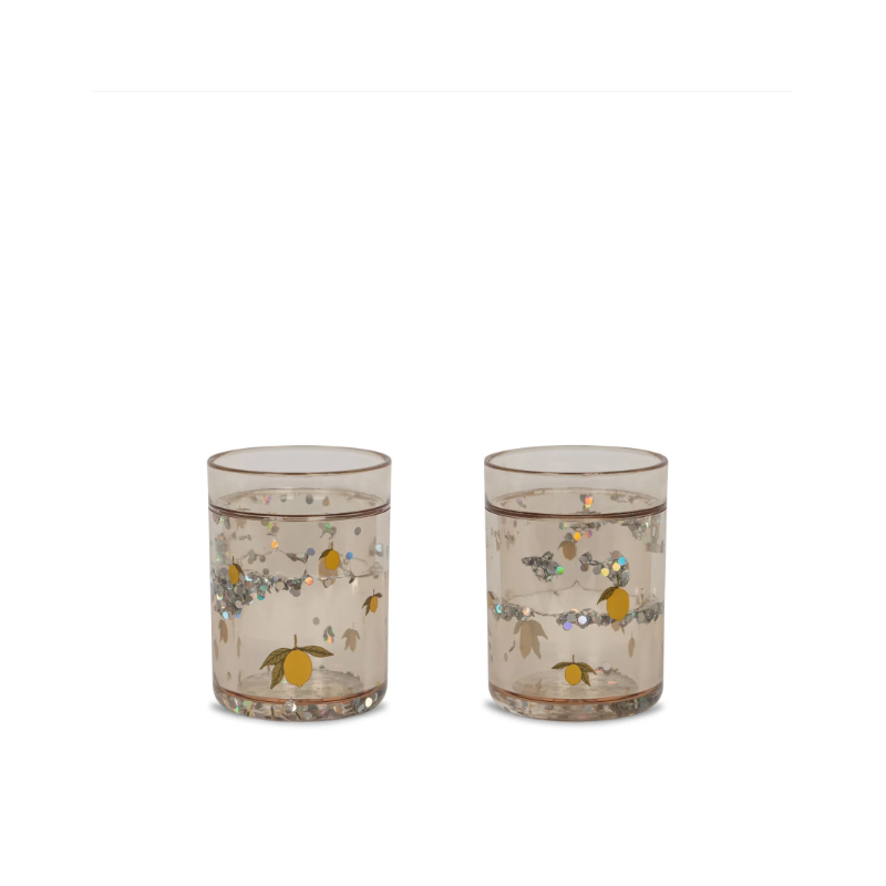 Lot de 2 verres à paillettes | Citron - Konges Slojd