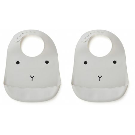 Lot de 2 bavoirs silicone gris Lot de 2 bavoirs silicone gris