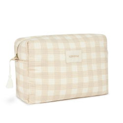Trousse de toilette en nid d'abeilles | Ivory checks