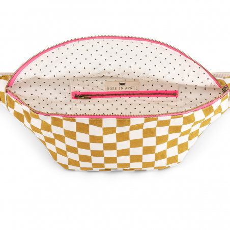 Sac banane cœur | Damier caramel