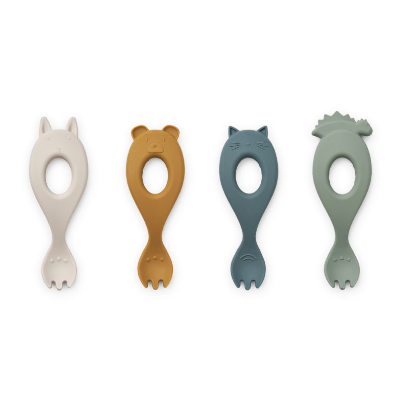 4 cuillères en silicone | Faune green