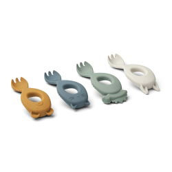 4 fourchettes en silicone | Faune green multi mix