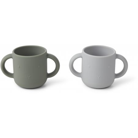 2 Tasses en silicone vert et gris 2 Tasses en silicone vert et gris