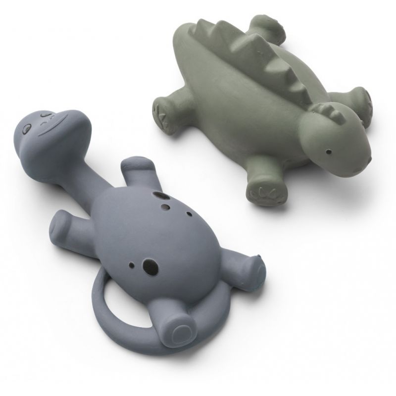2 Jouets Pour Le Bain Dinosaures Vert Et Bleu Liewood Little Cecile