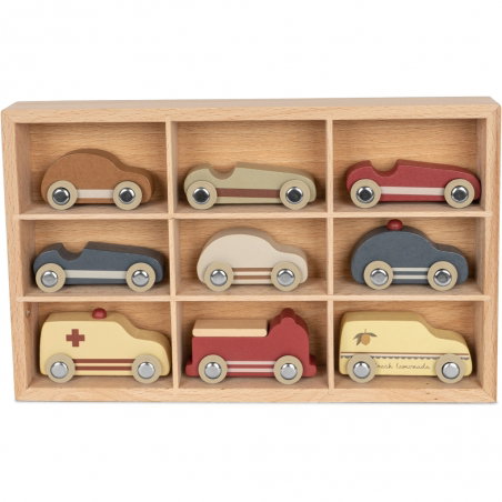 9 mini voitures en bois - Konges Slojd