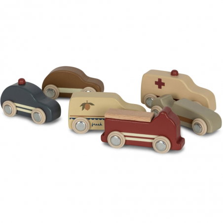 9 mini voitures en bois - Konges Slojd