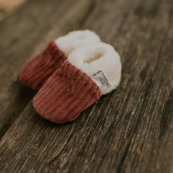 Chaussons velours | Framboise