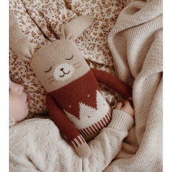 Grand doudou lapin | Pull jacquard sienne