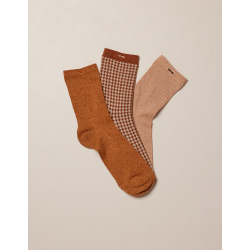 3 Paires de chaussettes | Paillettes et PDP marron