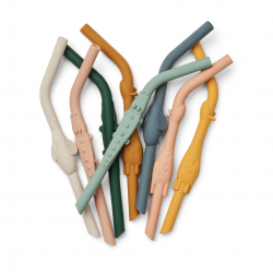 8 pailles animaux en silicone  | Yellow mellow multi mix