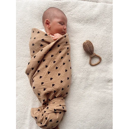 Grand lange - foulard 105 cm | Beige cœurs