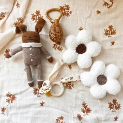 Attache fleur Sherpa | Ecru/marron