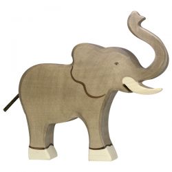 Elephant en bois trompe haute