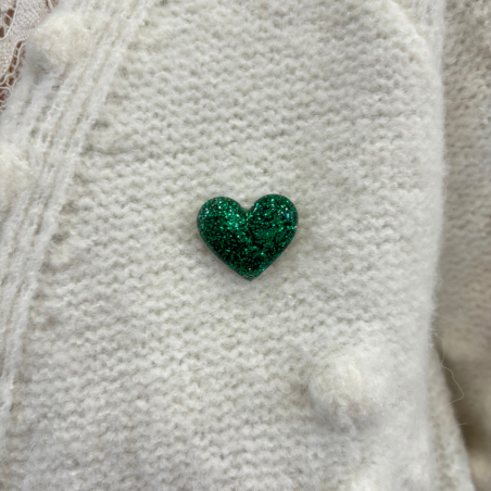 Pin's coeur glitter | Emeraude - Little cecile Pin's coeur glitter | Emeraude - Little cecile