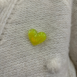 Pin's coeur glitter | Jaune fluorescent