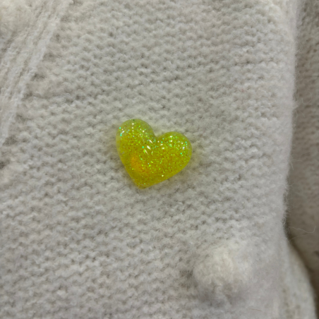 Pin's coeur glitter | Jaune fluorescent - Little cecile Pin's coeur glitter | Jaune fluorescent - Little cecile