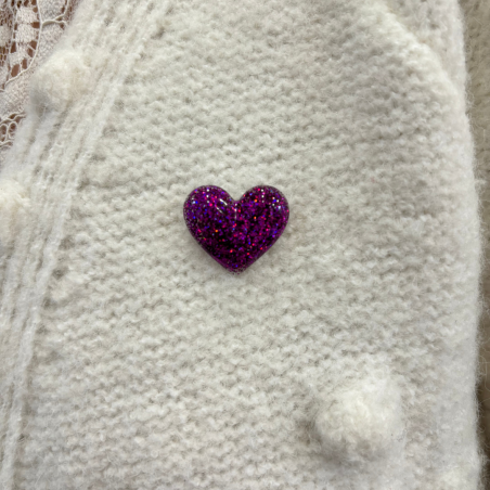 Pin's coeur glitter | Violet holographique - Little cecile Pin's coeur glitter | Violet holographique - Little cecile
