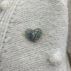 Pin's coeur glitter | Argenté holographique