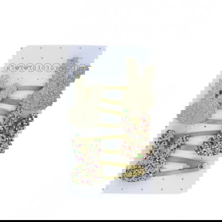 Lot de 4 barrettes | Lapins dorés - Le petit souk