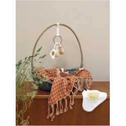 Hochet suspension poule et oeuf en tissu