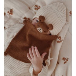 Doudou plat tricoté | Ourson noisette