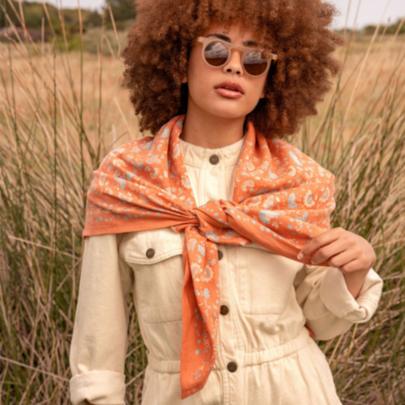 Foulard Grand format | Amour corail - Bindi Atelier