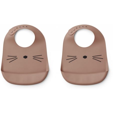 Lot de 2 bavoir silicone chat rose Lot de 2 bavoir silicone chat rose