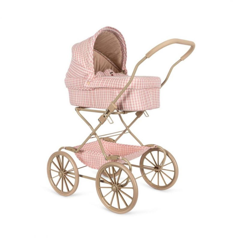 Poussette landau poupee Powder pink check little cecile