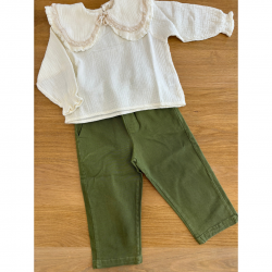 Pantalon twill Paola | Olive