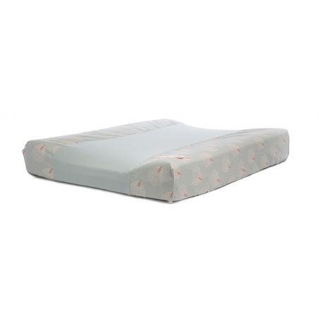 Housse de matelas à langer Vert plumes Housse de matelas à langer Vert plumes