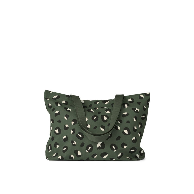 Maxi Tote bag coton | Wild leo / Forest green