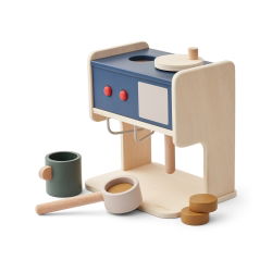Grande machine à café en bois | Bleu