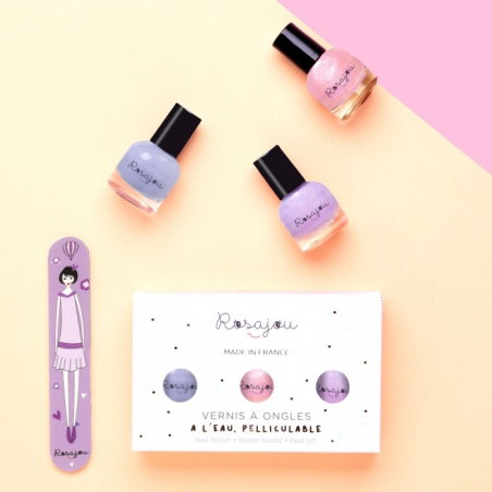Coffret 3 vernis  et lime | Cool x Magic x Lavande - Rosajou