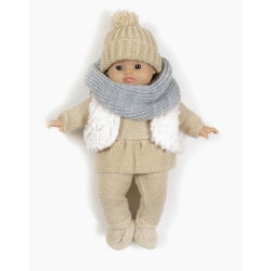 Ensemble Lina en tricot crème et son pochon