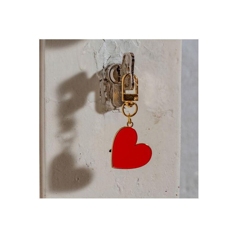 Porte clé métal | Grand coeur rouge