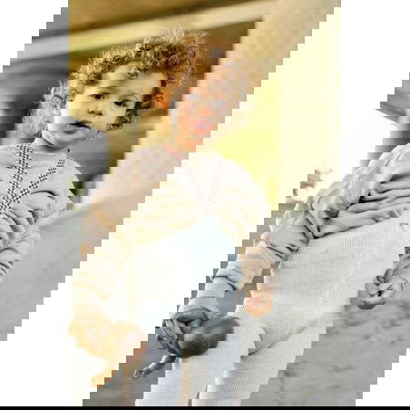 Collant à bretelles sans pieds | Cream Blend checked - Silly Silas