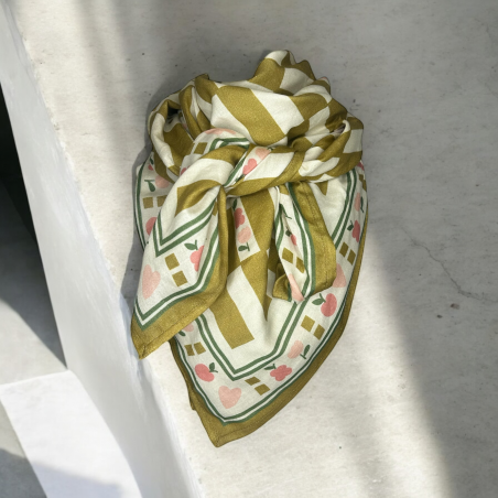 Foulard Pomme 100 x 100 | Kaki - La fine fleur