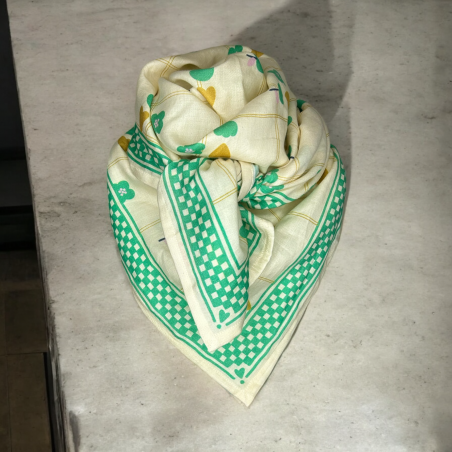 Foulard Pomme 100 x 100 | Vert - La fine fleur