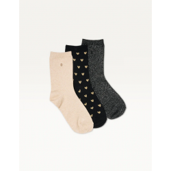 3 Paires de chaussettes | Petit coeur noir doré