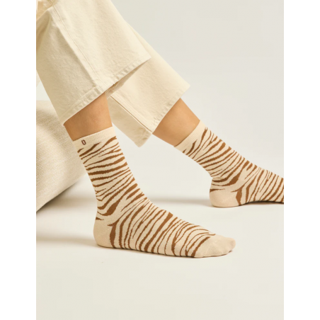 3 Paires de chaussettes | Paillettes et zèbre marron doré - ODAJE