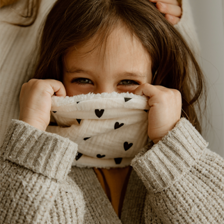 Tour de cou | Gaze coeurs écru - Atelier wagram