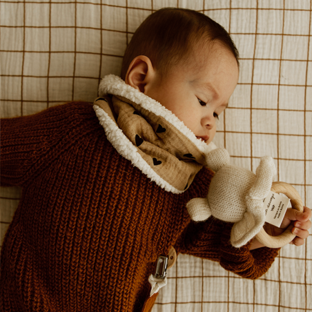 Tour de cou | Gaze coeurs beige - Atelier wagram