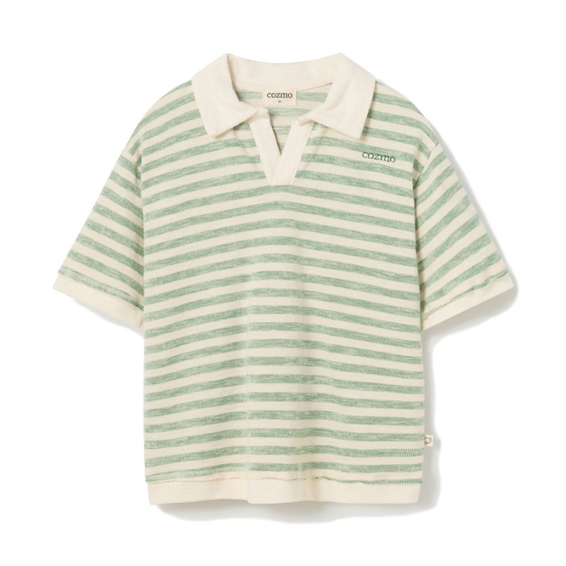 Polo à fines rayures | Vert - Cozmo