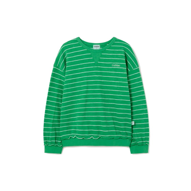 Sweat-shirt à larges rayures | Vert - Cozmo